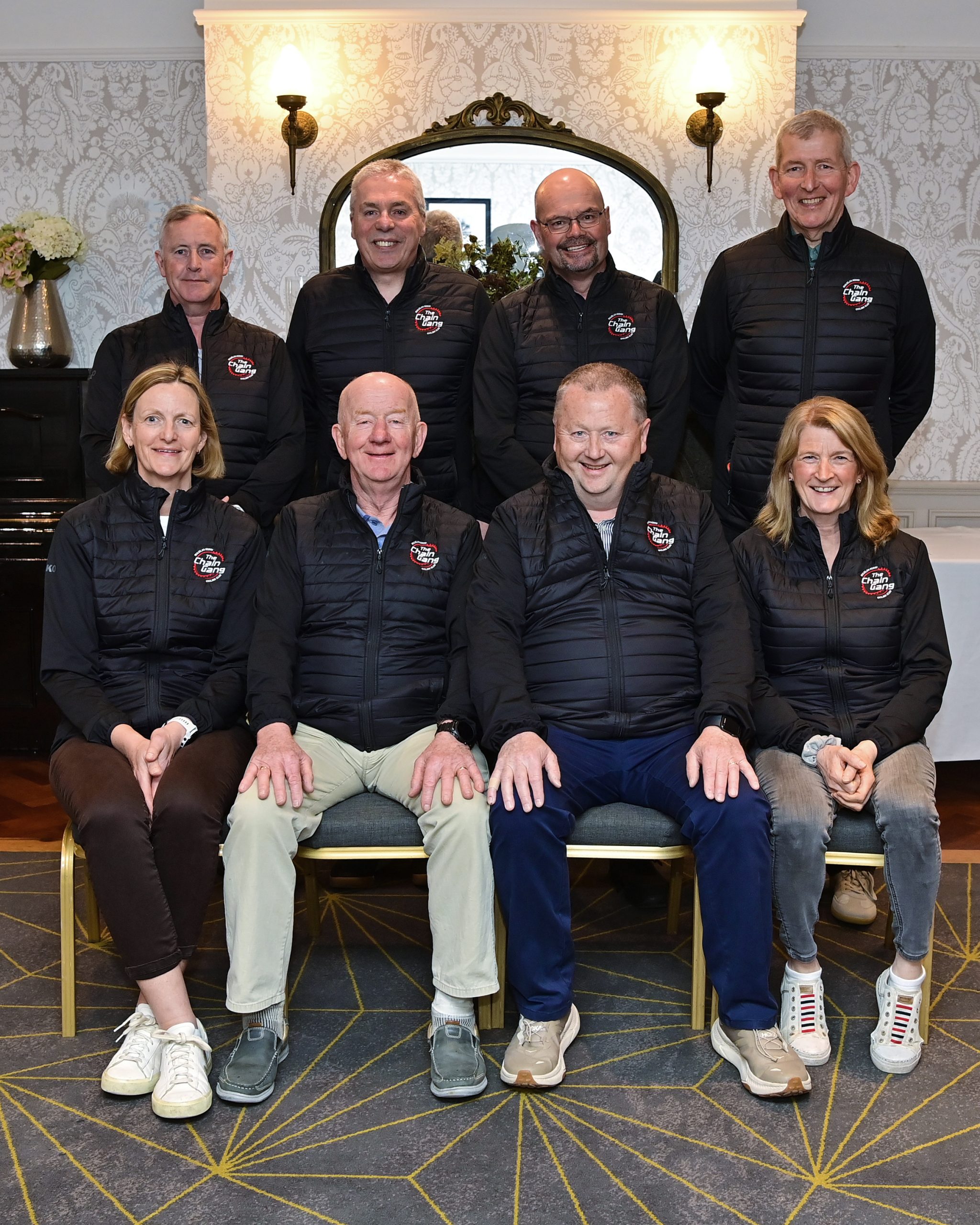 The Chain Gang Cycling Club Committee Members 2025. Front L-R Aine Horan, Brian Neenan (Chair), John Murray, Bernie O'Mahony. Back Row L-R Denis Walsh, Declan Murphy, Terry Culloty, Pat McGarty. (Missing from Photo: Christo Murray, Denis O'Sullivan and John McCarthy)